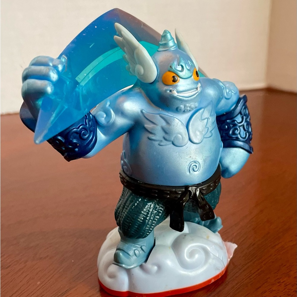 Slam bam is a blue Skylander giant yeti his cat phrase is armed and dangerous!